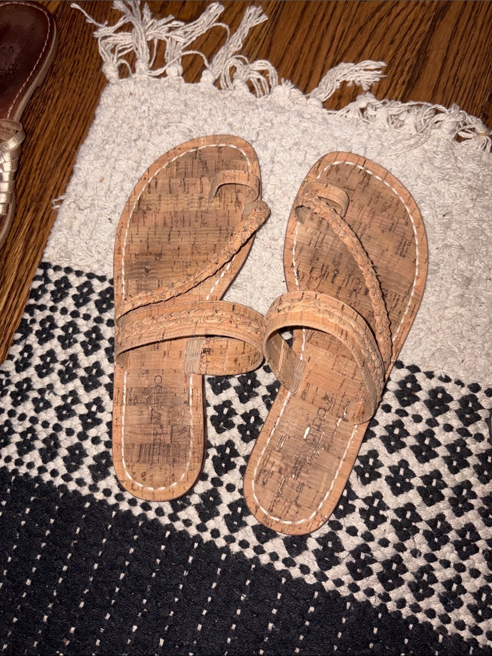 Bernardo Cork Braided Strap Slide Sandals - Natural Cork